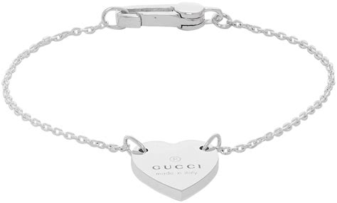 gucci diamantissima bracelet in sterling silver|Gucci heart bracelet with trademark.